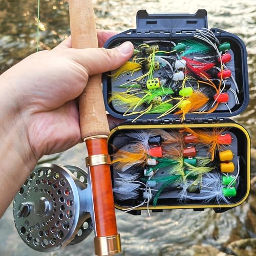 Fly Fishing Flies Assortment Kit Dry Wet Nyphms Tenkara Popper Streamer Woolly Bugger for Trout Bass Salmon Steelhead with Fly Box - Image 2
