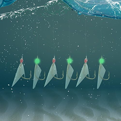 Fishing Bait Rigs Saltwater, 12 Packs Surf Fishing Lure Bait Rigs Set with Fish Skin Glow Beads String Hooks Swivels Mackeral Herring Baitfish Sea Bass Rigs - Image 6