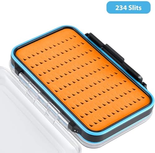 Gonex Fly Boxes for Fly Fishing Jig Boxes Two-Sided Waterproof Lightweight Fly Fishing Box Easy Grip Transparent Lid Fly Fishing Lures Box, 5.9"x 3.8"x 1.77", Orange - Image 2