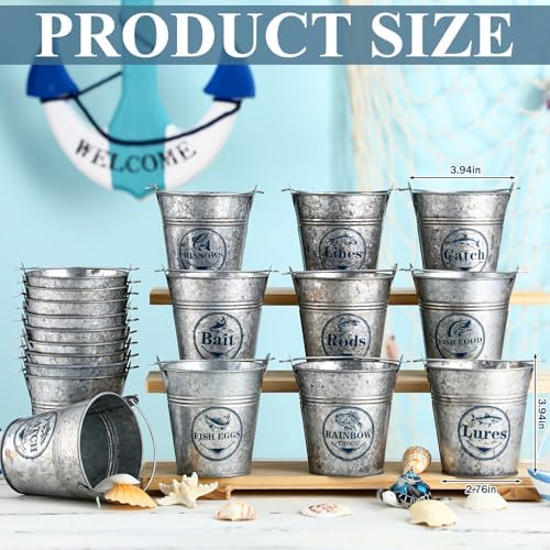 Suclain 20 Pcs Mini Fishing Birthday Party Decorations Mini Fishing Buckets - Image 3