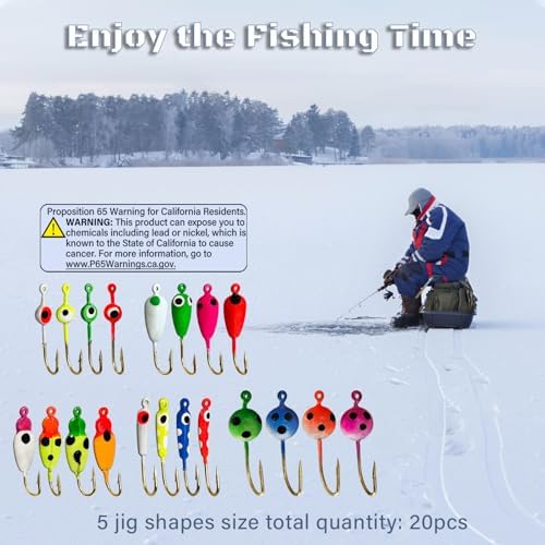 Ice Fishing Jigs Luminous Ice Fishing Lures Glowing Jig Gear Winter Fishing Jigging for Crappie Pike Panfish Walleye Perch Bluegill 6pcs/20pcs - Image 5
