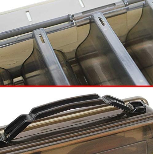 Double-Sided Fishing Lure Hook Tackle Box Visible Hard Plastic Clear Fishing Lure Bait Squid Jig Minnows Hooks Accessory Storage Case Container (Brown-10 Slots) - Image 5