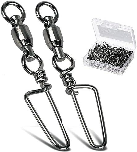 AMYSPORTS Saltwater Connector Fishing Snap Swivel High Strength Snaps Swivel Freshwater Ball Bearing Fishing Swivels Stainless Steel Corrosion Resistant Black Nickel by AMYSPORTS