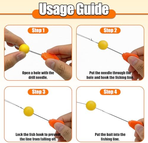 YOTO Carp Fishing Tool Kit & Equipment - Professional Baiting Rig Tools Set with Hook Needles, Bait Drill and 2 Boilie Stoppers - Multiple Styles: Standard, Silicone Grip & Night Glow - Image 5
