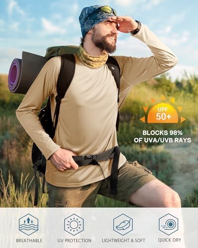 Roadbox Men's UPF 50+ UV Sun Protection Shirts, Long Sleeve Swim Rash Guard - Image 3