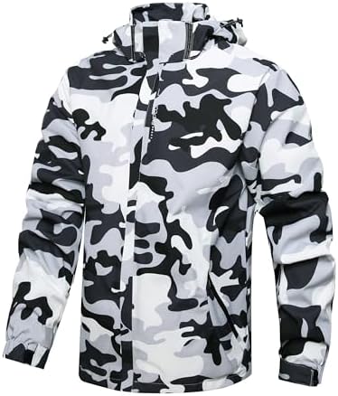Men's Lightweight Waterproof Rain Jacket,Shell Hooded Outdoor Raincoat Hiking Windbreake jacket by Hikevitang