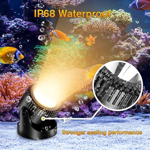 POPOSOAP Pond Lights 4-in-1 Warm White, Underwater Pond Lights with Timer/ IP68 Waterproof Submersible LED Fountain Lights for for Pond Waterfall Fountain Aquarium Garden Patio Pool(Set of 4)-P64H - Image 3