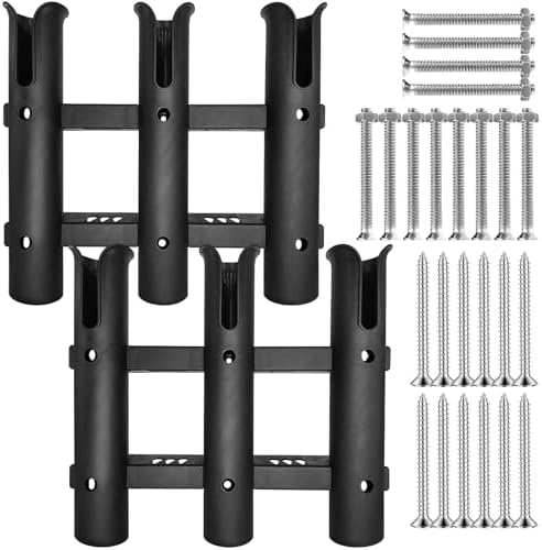 2Pcs Fishing Rod Holder Bracket Tube,3-Pole Side Mount Rod Holder with Screws Portable Boat Rod Rack Tube for Garage Wall Mounted Fishing Boat Golf Cart Cooler ATV Trailer by Unknown