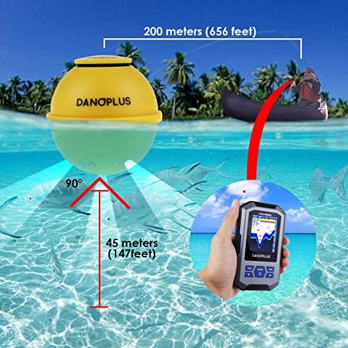 Portable Fish Finder Large HD Display Wireless Depth Finders for Boats with 147 feet Depth Detection Sensor, Rechargeable Castable Fish Finder Display Fish, Temp - Image 3