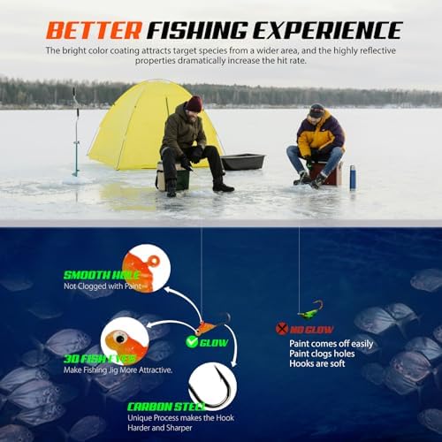 Ice Fishing Jigs Kit, 36/60/100pcs Micro Jig Heads Lures Hook Set for Winter Ice Jigging, Panfish, Perch, Trout, Bluegill, Walleye, Crappie Ice Fishing Lures Hooks Set with Storage Box - Image 2