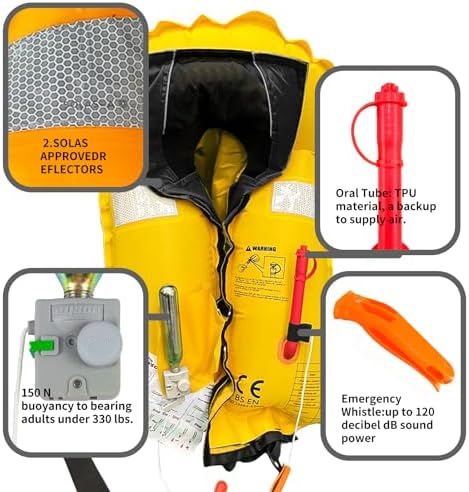 Manual Inflatable Life Jacket|Life Vest for Adults|PFD Low Profile|Supports up to 330 lbs(YSH700) - Image 3