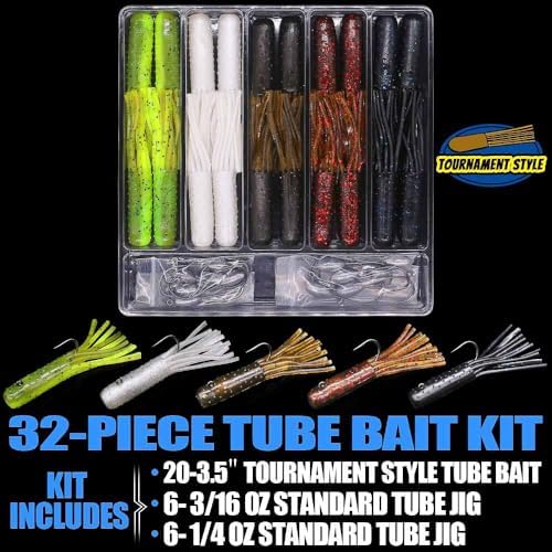 Tube-Baits-for-Bass-Fishing-Lures-Soft-Plastic-Bait-Worm-Tube Jigs Kit with Smallmouth Large Mouth Bass Lake Trout - Image 7