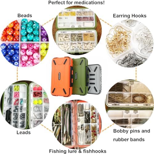 Small Fishing Tackle Box, Mini Double-Sided Fishing Lure Box with Adjustable Dividers Multi-Purpose Organizer(Green) - Image 3