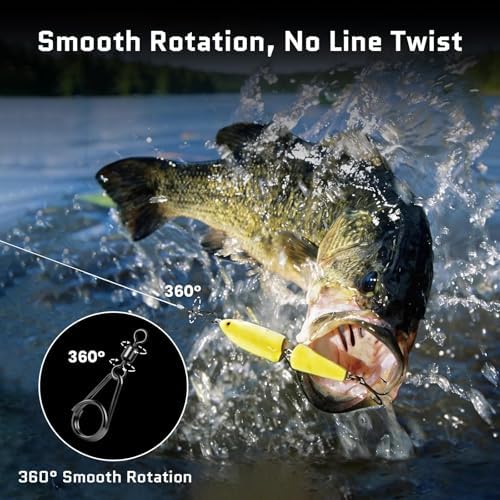 FishTrip 50 PCS Fishing Swivels Snap with Pear Oval Split Ring Black Nickel - Image 2