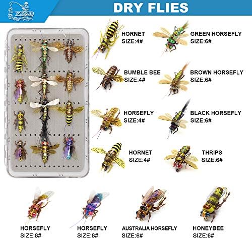 YZD Fly Fishing Flies Realistic Dry Wet Nymph Trout Flies Hand Tie Lures Kits 12/26/48 Pcs… - Image 3