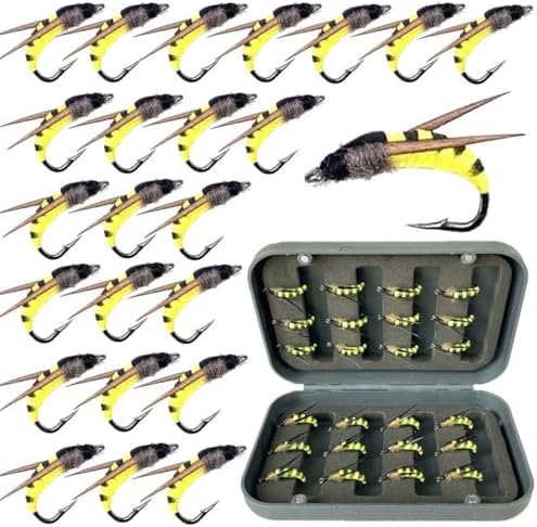 24Pcs Fly Fishing Flies Trout Lures Fishing Tackle Fly Fishing Flies with Boxed Trout Bass Artificial Fish Bait by Qievcrme