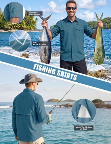 WULFUL Men's Sun Protection Fishing Shirts UPF 50+ Lightweight Quick Dry Cooling Long Sleeve Shirts for Work Hiking Safari - Image 3
