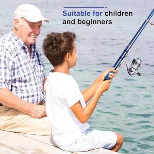 Portable Fishing Spinning Rod and Reel Combo Set Carbon Fiber Fluorescent Rod Tip, with Fishing Lures Line Carrier Bag Kits for Travel Surf Saltwater Freshwater - Image 5