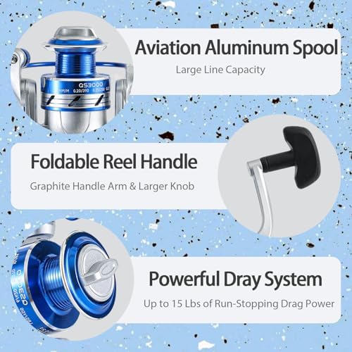 Tripquips Fishing Rod, 6.9ft 2Pcs Telescopic Fishing Pole Set, Spinning Rod and Reel Combo with Carrier Bag Freshwater Fishing Rod and Reel Combos Kits Fishing Gear (Type B: 2PCS Fishing Combo) - Image 4