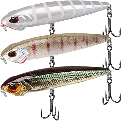 TRUSCEND Top Water Fishing Lures with BKK Hooks, Easy Catch Plopper Lure for Freshwater or Saltwater, Floating Lures for Bass, Pike, Catfish, Surface Wobble PoPobait Bass Baits Fishing Gifts for Men by TRUSCEND