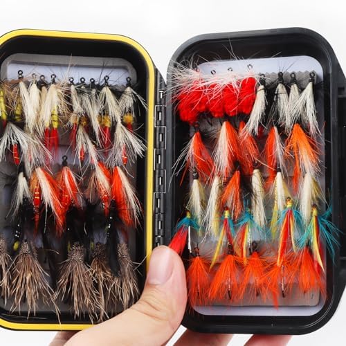 Fly Fishing Flies Assortment Kit Dry Wet Nyphms Tenkara Popper Streamer Woolly Bugger for Trout Bass Salmon Steelhead with Fly Box - Image 5