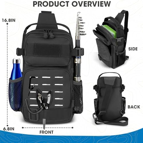 THKFISH 7Pcs Fishing Backpack with Fishing Pliers Kit, Tactical Fish Sling Tackle Bag Included Fishing Tackle kit, Digital Fishing Gear Weight Scale, Fish Hook Remover Tools - Image 2