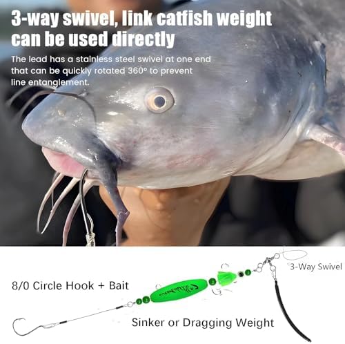 YOTO Santee Cooper Rig, Catfish Rig for Bank Fishing, Catfishing Tackle Rattler Floats, Chunky Rigs Catfish Equipment - Image 6