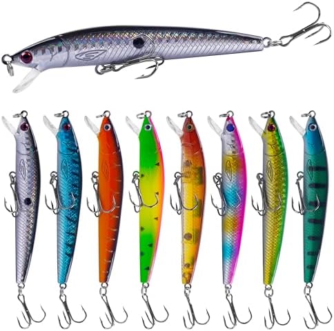 Fishing Lures Kit Crankbait Minnow Hard Bait Set Deep Diving Jerkbait Swimbait Popper Pencil Walleye Lures Artificial Fishing Bait for Bass Trout Redfish Saltwater Freshwater Fishing Lure by AGOOL