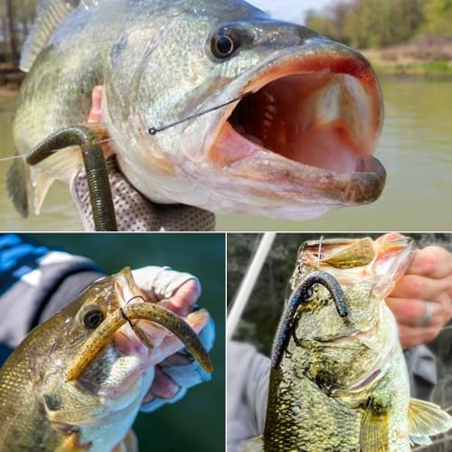 Wacky Worms Soft Plastic for Bass Fishing Lures–100 Pack 4" & 5" Stick Baits Wacky, Texas, Neko & Drop Shot Rigs–Bulk Soft Lure - Image 6