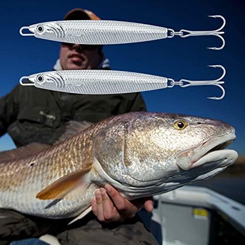Dr.Fish Fishing Jigs Jigging Spoon Saltwater Fishing Lure Casting Metal Spoon Surf Fishing Mackerel Striper Lures Stinger Bluefish Vertical Diamond Jig - Image 6