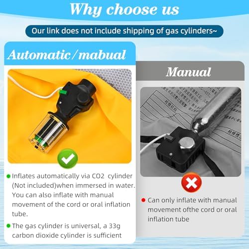 Adult Automatic Inflatable Kayak Vest PFD,Water Sports Vest for Boating Fishing Kayaking SUP Paddleboarding（fit Weight Below 330 lbs） - Image 4
