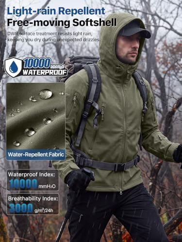 FREE SOLDIER Men's Hooded Waterproof Softshell Jacket - Image 3