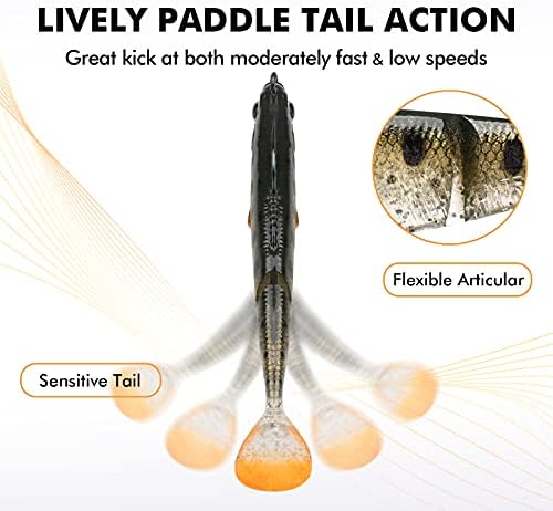 TRUSCEND Shadtale Easy Catch Soft Fishing Lures with BKK Hooks - Trembly Sinking and Vibrating Swim for More Bites, Pre-Rigged Swimbaits for Bass, Trout, Crappie, Walleye, Freshwater Saltwater Fishing - Image 3