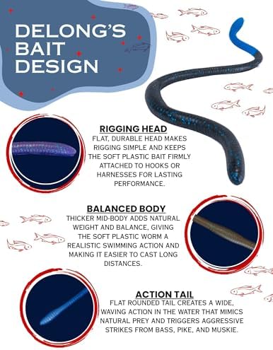 Made in USA 16” Snake Lure 10 Pack – Giant Soft Plastic Worm Lure for Bass Fishing – Hand-Poured, Anise Scented – Durable, – Big Worm Fishing Bait for Trophy Bass - Image 2