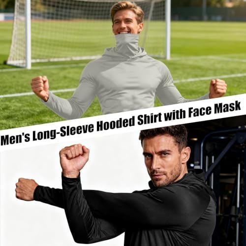 HovSiyla Mens Fishing Hoodie UV Sun Protection Shirts UPF Rash Guard Long Sleeve Shirts Hiking Performance Mesh Face Mask Top - Image 7