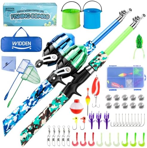 WIDDEN Kids Fishing Pole with Reel Beginner Kit for Boys Girls Ages 3-12 by WIDDENKidsFishingPole