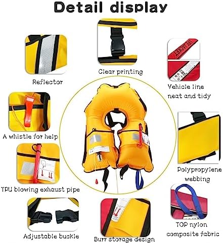 4PCS Snorkel Vest, Portable Inflatable Swim Vest Jackets for Snorkeling Swimming Diving Safety,Manual Inflatable Men's Women's Adjustable Vest for Swimming Fishing Outdoor Water Sports (330LB) - Image 4