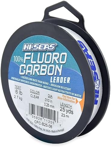HI-SEAS 100% FLUOROCARBON Fishing LINE Leader - Clear Invisible Leader UNDETECTABLE to Fish, Fast Sinking 6LB-400LB by Hi-Seas
