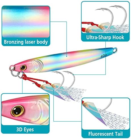 TRUSCEND Metal Fishing Jigs Lures with Hand-Polished, Colorfully Reflective Lead Fishing Spoons Glow Hard Swimbaits for Bass, Walleye, Trout, Salmon, Freshwater & Saltwater Fishing Gear Gifts for Men - Image 3