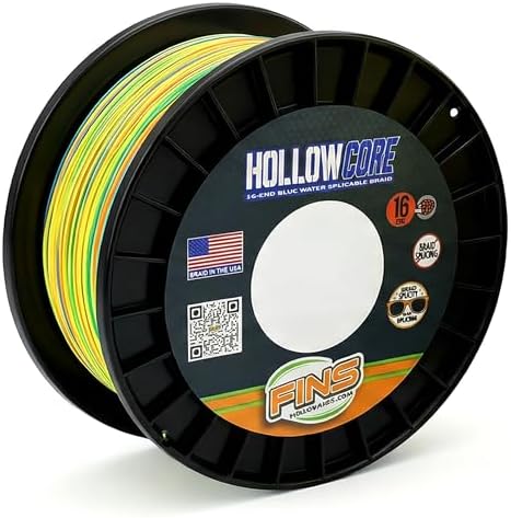 FINS Hollow Core Braided Fishing Line, 16 Strand Spliceable, USA Made Braid by FINSBraids