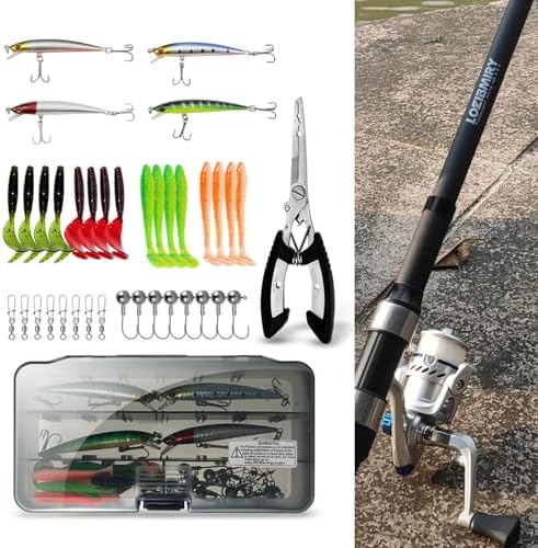 Fishing Rod Reel Combo - 2PCS 6.89ft Collapsible Rods 2PCS Spinning Reels Lures Set Fishing Pliers Carrier Bag for Travel Saltwater Freshwater Fishing Telescopic Fishing Pole Kit - Image 6