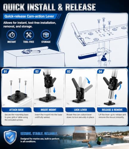 T10-355 Adjustable Boat Grill & Table Mount, 304 SS for Marine Use - Image 5