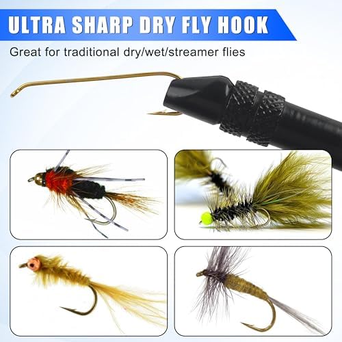 Fly Tying Hooks, 150pcs Streamer Hooks Dry Fly Fishing Hooks 2X Long Eye Down Nymph Fly Hooks Dry Wet Nymph Shrimp & Pupa, Streamer, Caddis, Scud Flies Jig Fishing Hooks - Image 6
