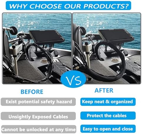 YUKIIATIF Trolling Motor Cable Organizer Sleeve,60" Neoprene Cable Sleeve for Trolling Motor Wire Cover Black - Image 5