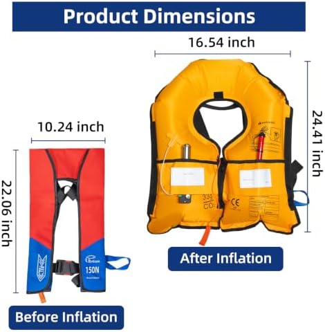Rrtizan Manual Inflatable Life Jacket for Adults Fishing Sailing Boating - Image 4