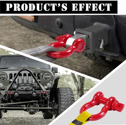 5/8" D Ring Shackle with 3/4" Screw Pin, 3.25T Working Load Limit (WLL) / 19.5T (42,990 lb) Minimum Breaking Strength (MBS) for Tow Strap Winch, Off-Road Vehicle Recovery (Red, 2 Pack) - Image 6