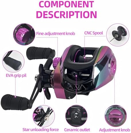 Baitcasting Reel & Baitcaster Reel 7.2:1 High Speed, Low Profile - Image 2