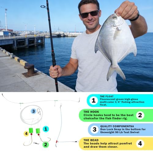 Surf Fishing Rod 9'/10'/11'/12', Carbon Fiber Graphite Spinning Rod 3-Piece Travel Rod with 2 Tips, Includes Pompano Rig & High-Strength Wire Leaders for Saltwater Beach Surf Casting - Image 5