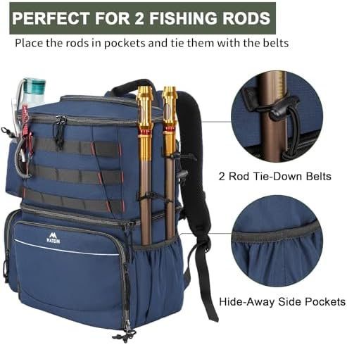 MATEIN Fishing Backpack, Tackle Storage Bag with Rod Holders & Cooler - Image 4