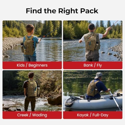 Piscifun Fishing Backpack, Rod Holders, Lightweight Sling Bag, Khaki - Image 6